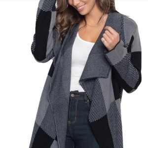 Womens Plaid Long Sleeve Lapel Collar Cardigan